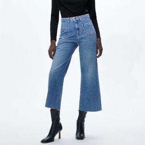 Zara Z1975 Patch Pocket Culotte in mid Blue